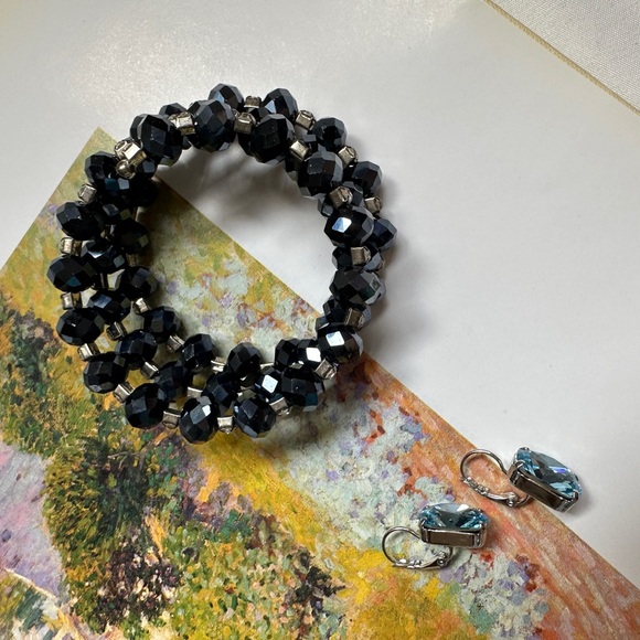 3/50$Bracelet + earrings with blue stone - Picture 4 of 14